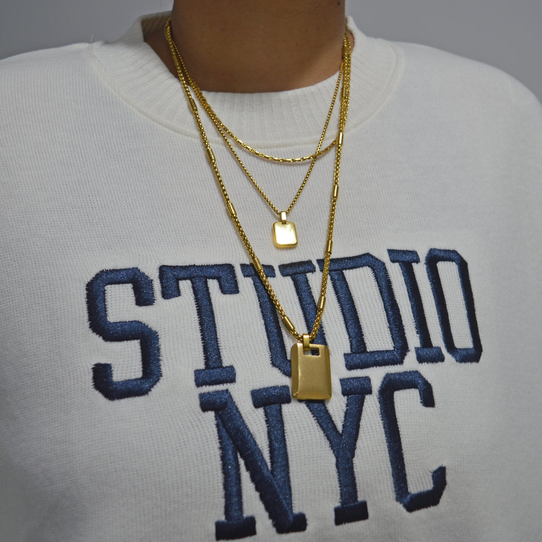 CATHEDRAL. Gold XL Statement ID Tag Necklace
