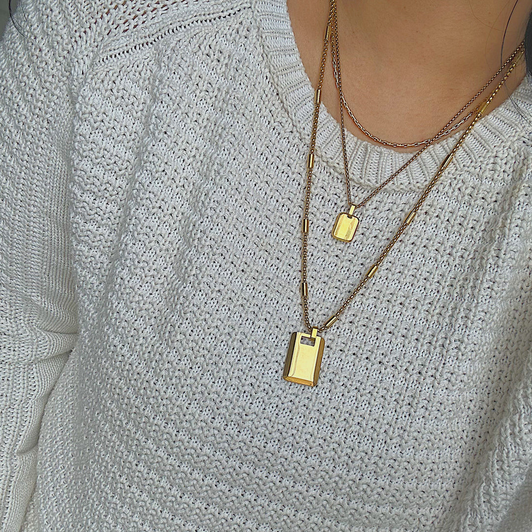 CATHEDRAL. Gold XL Statement ID Tag Necklace