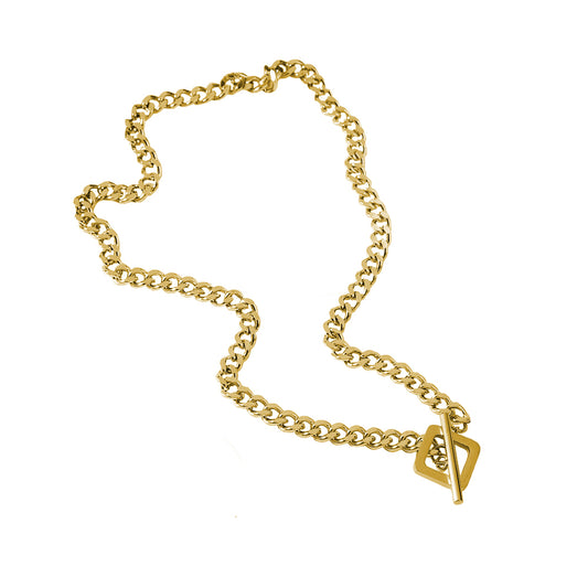 CEASER. Gold T Bar Toggle Necklace