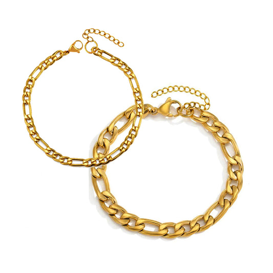 HAMLET. Gold Figaro Chain Bracelet Set