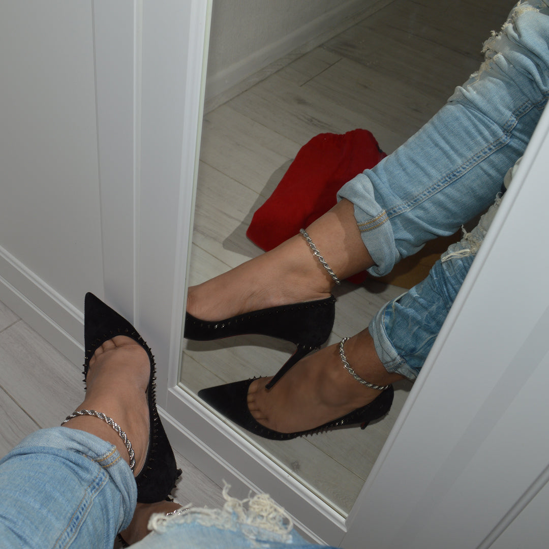 CITY BANKER. Silver Rope Chain Anklet
