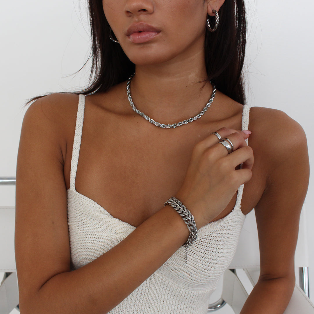 CITY BANKER. Silver Rope Bracelet