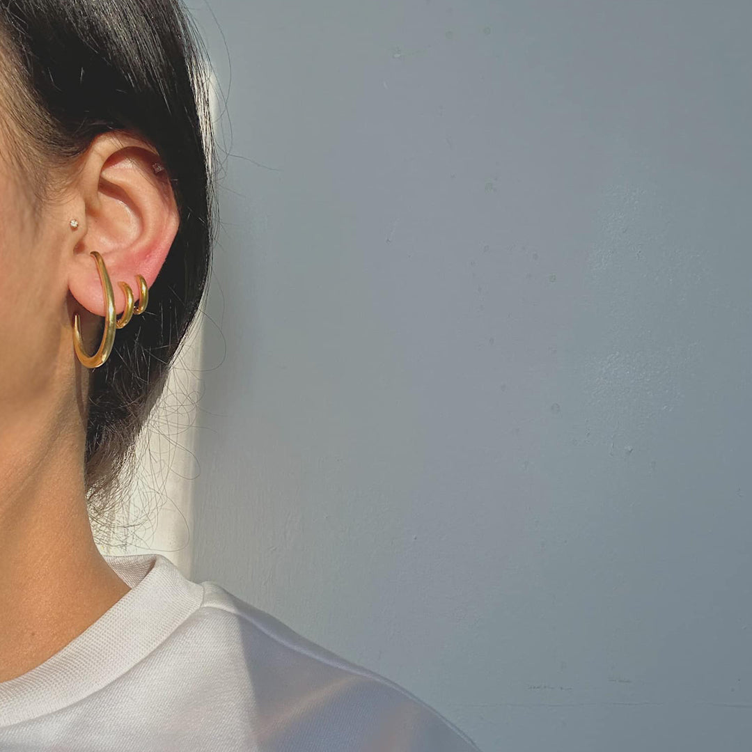 COBRA. Gold Snake Ear Climber Hoop Earrings