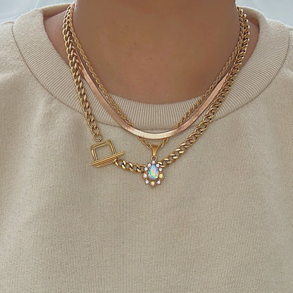 CEASER. Gold T Bar Toggle Necklace IMPERFECT
