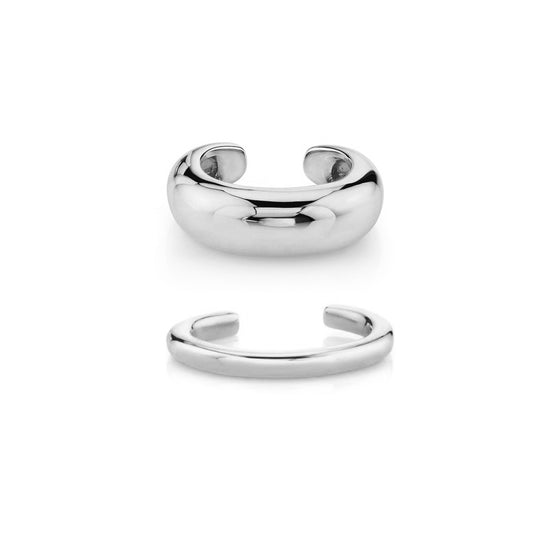 D'OREILLE. Silver Chunky Cuff Earring Set