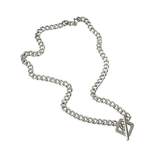 DEMETRIUS. Silver T Bar Toggle Necklace