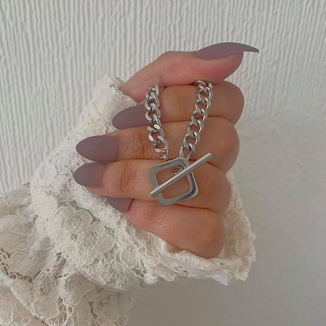 DEMETRIUS. Silver T Bar Toggle Necklace IMPERFECT