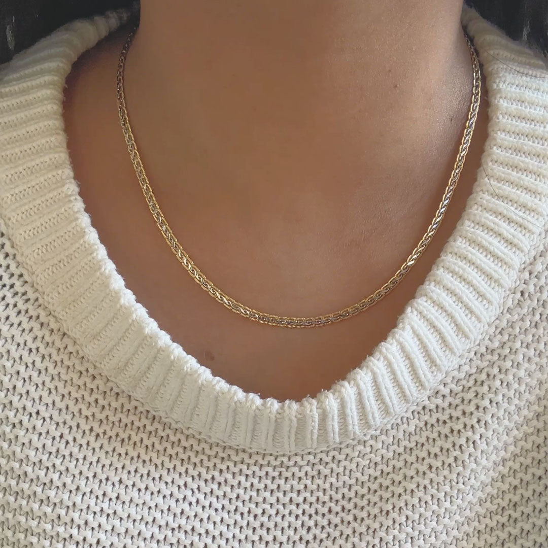 ECLAT. Gold and Silver Two Tone Braided Snake Chain Necklace