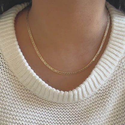 ECLAT. Gold and Silver Two Tone Braided Snake Chain Necklace