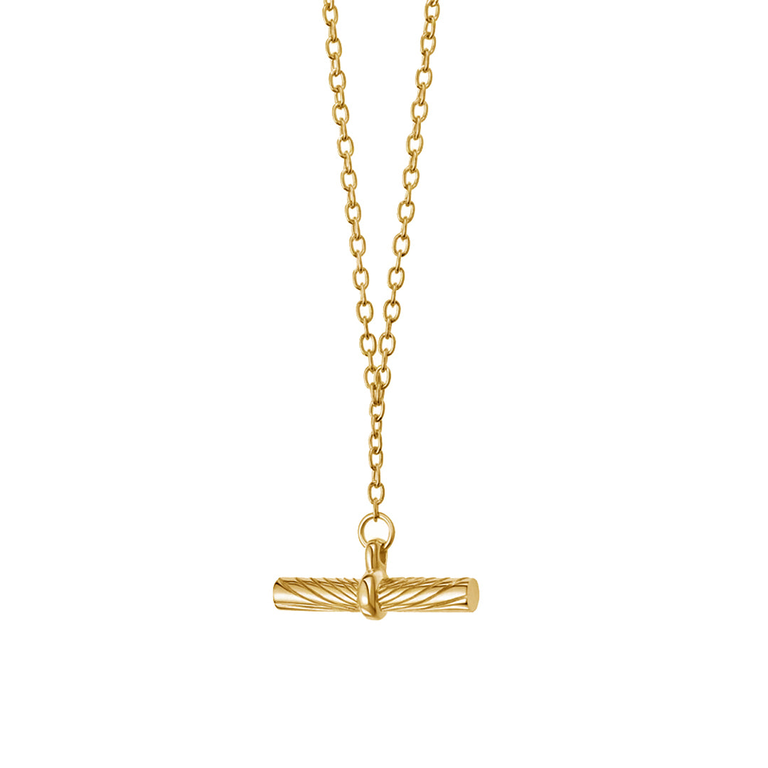 ELYSIAN. Gold Drop T Bar Necklace