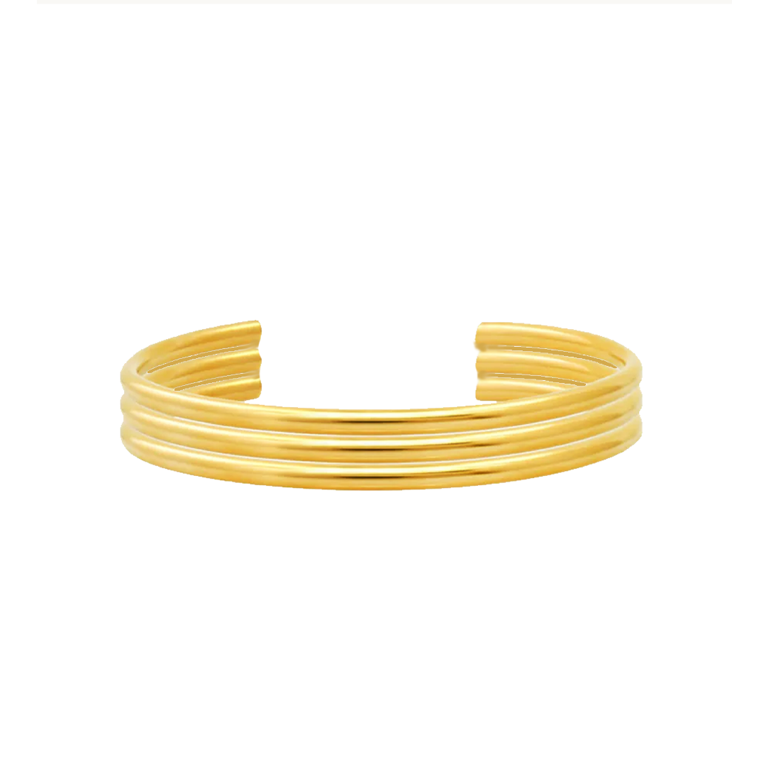 F-ROWE. Gold Ribbed Cuff Bangle