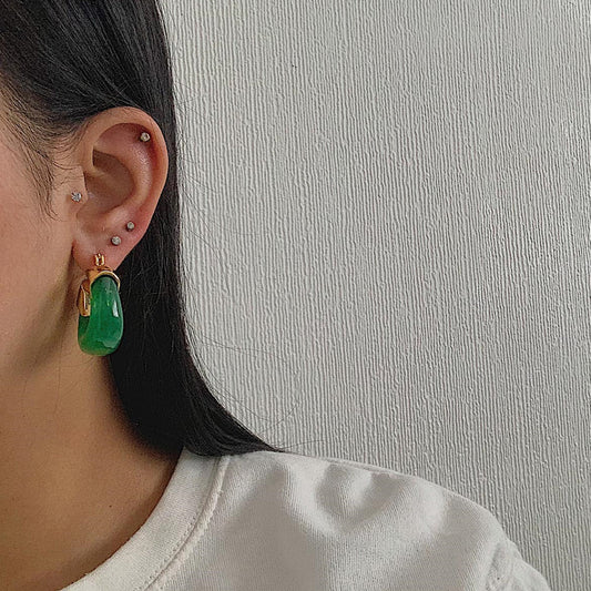FARLEY. Jade Green Statement Earrings
