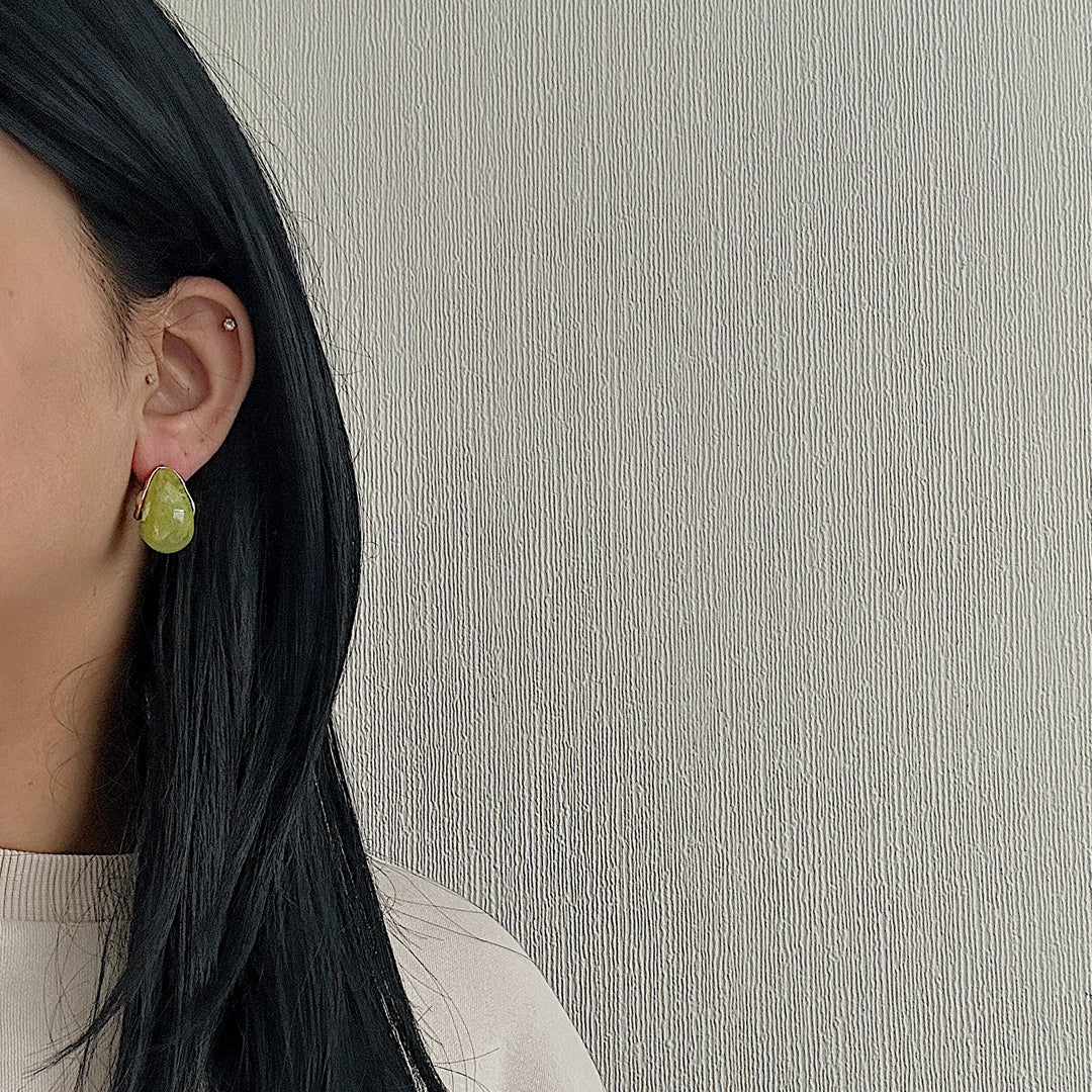 FERN. Green Marble Earrings IMPERFECT