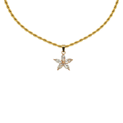 FLORA. Crystal Flower Pendant Necklace