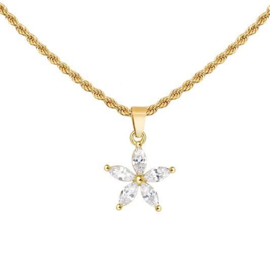 FLORA. Crystal Flower Pendant Necklace