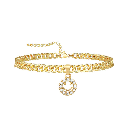 FRANKIE Crystal Smiley Face Anklet