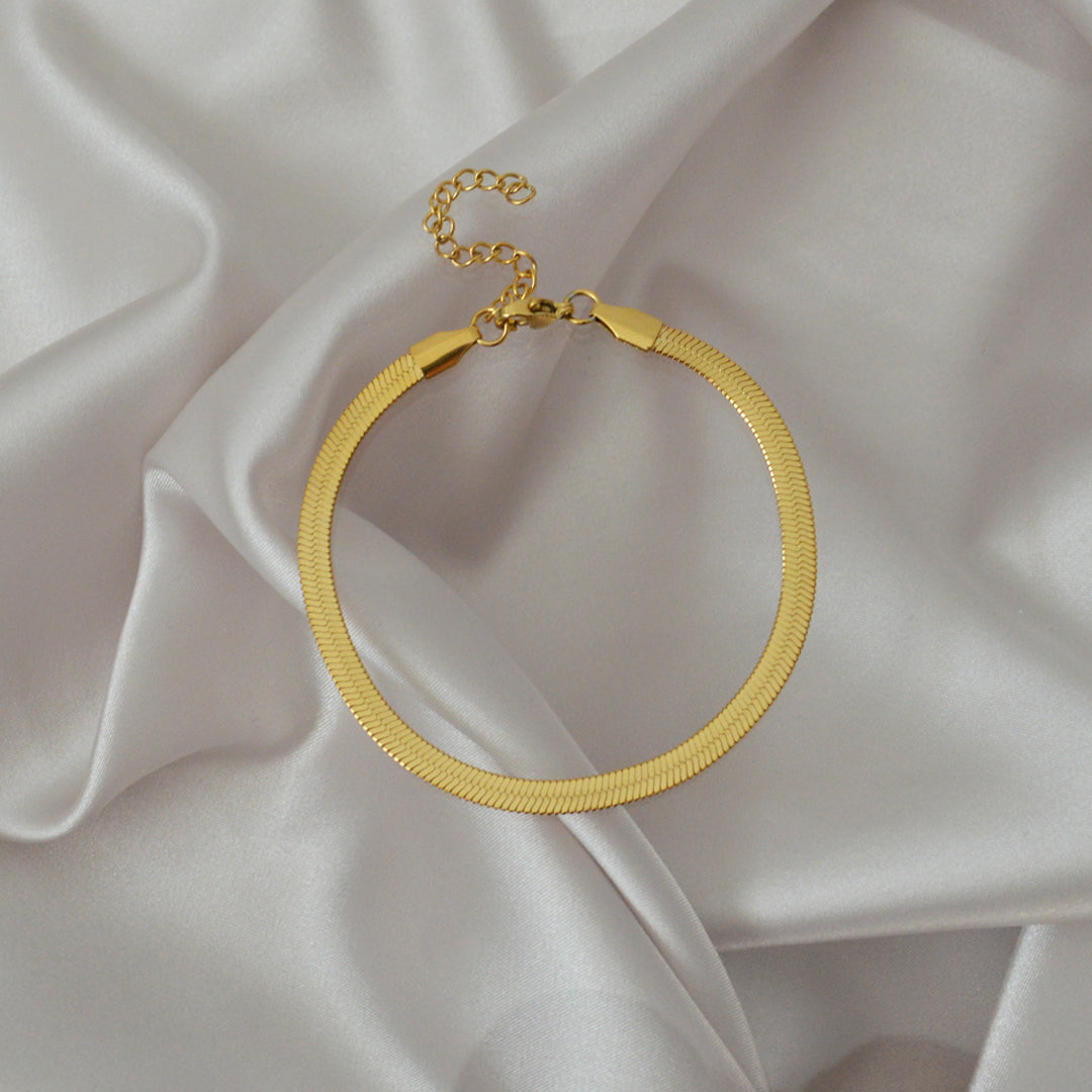 SERPENTINE ORO. Gold Snake Chain Bracelet