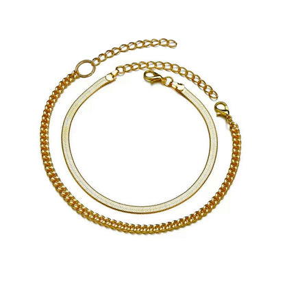 SERPENTINE DEUX. Two Piece Snake Chain Anklet Set