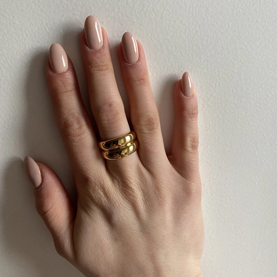 VIKING. Gold Double Barrel Ring