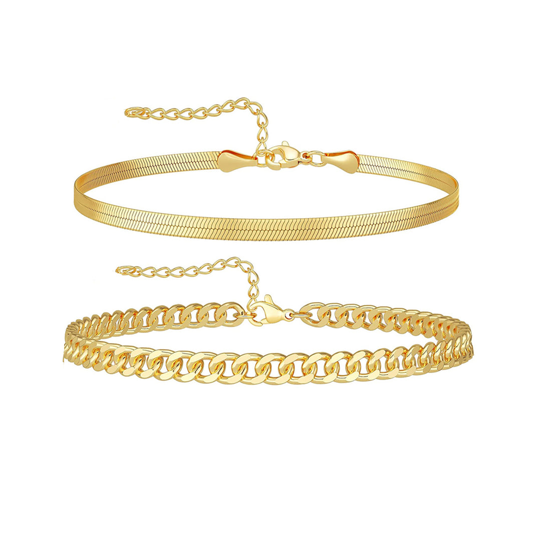 SERPENTINE DEUX. Two Piece Snake Chain Anklet Set