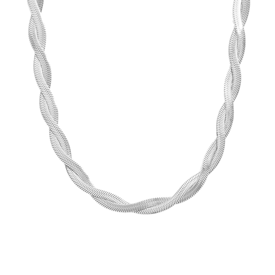 HALO. Silver Twist Snake Chain Necklace