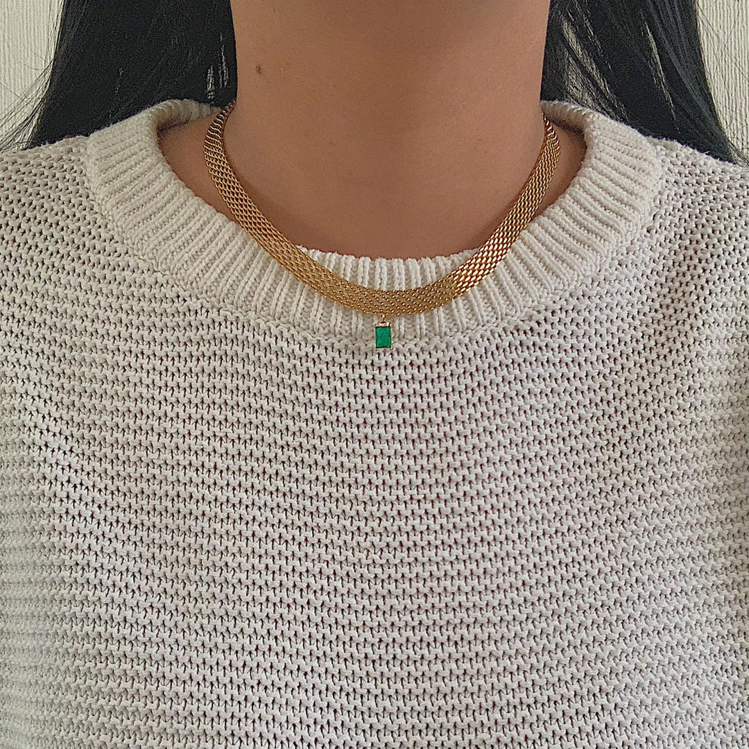 HAYATI. Jade Green Crystal Pendant Chain Necklace