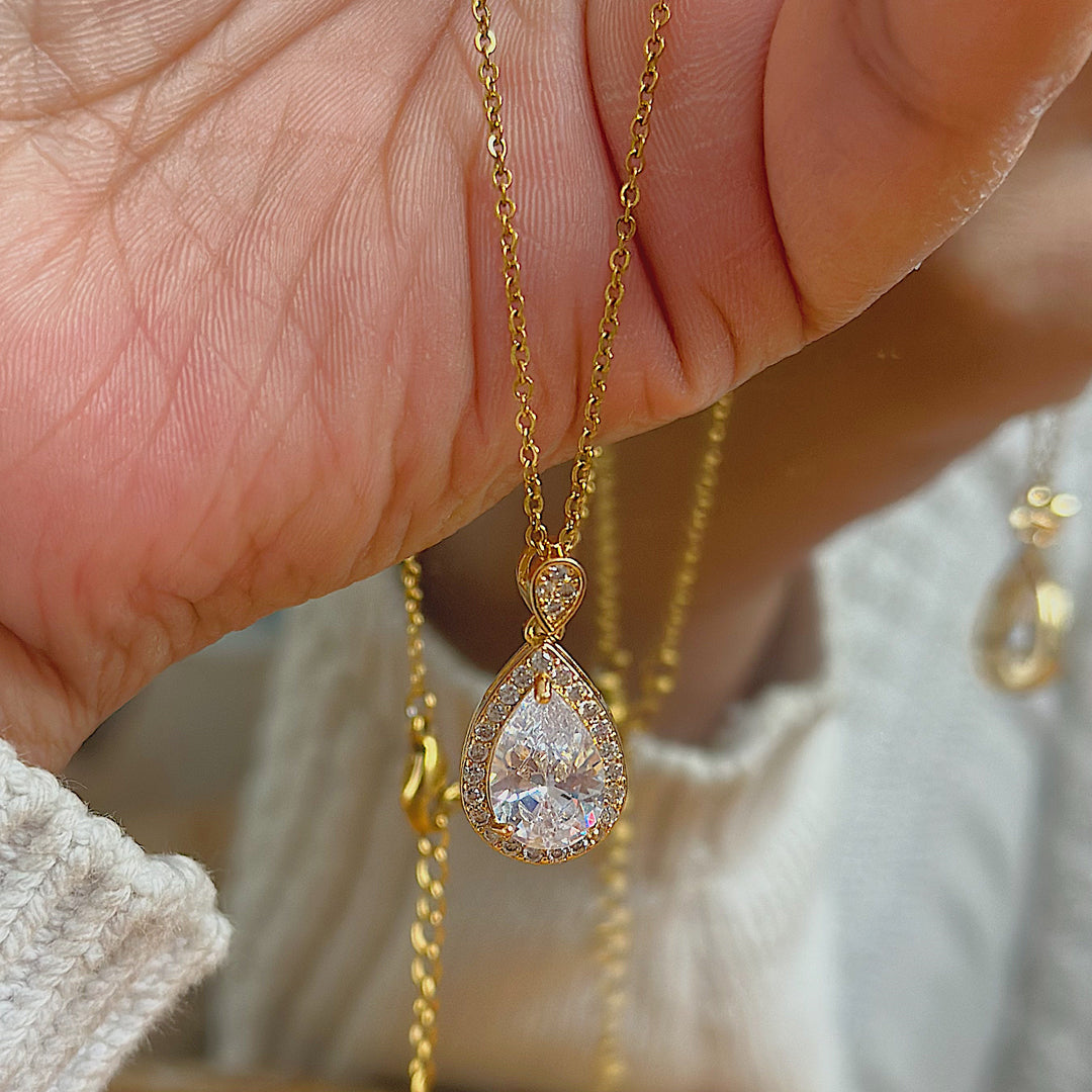 HEIRLOOM. Gold Crystal Teardrop Necklace