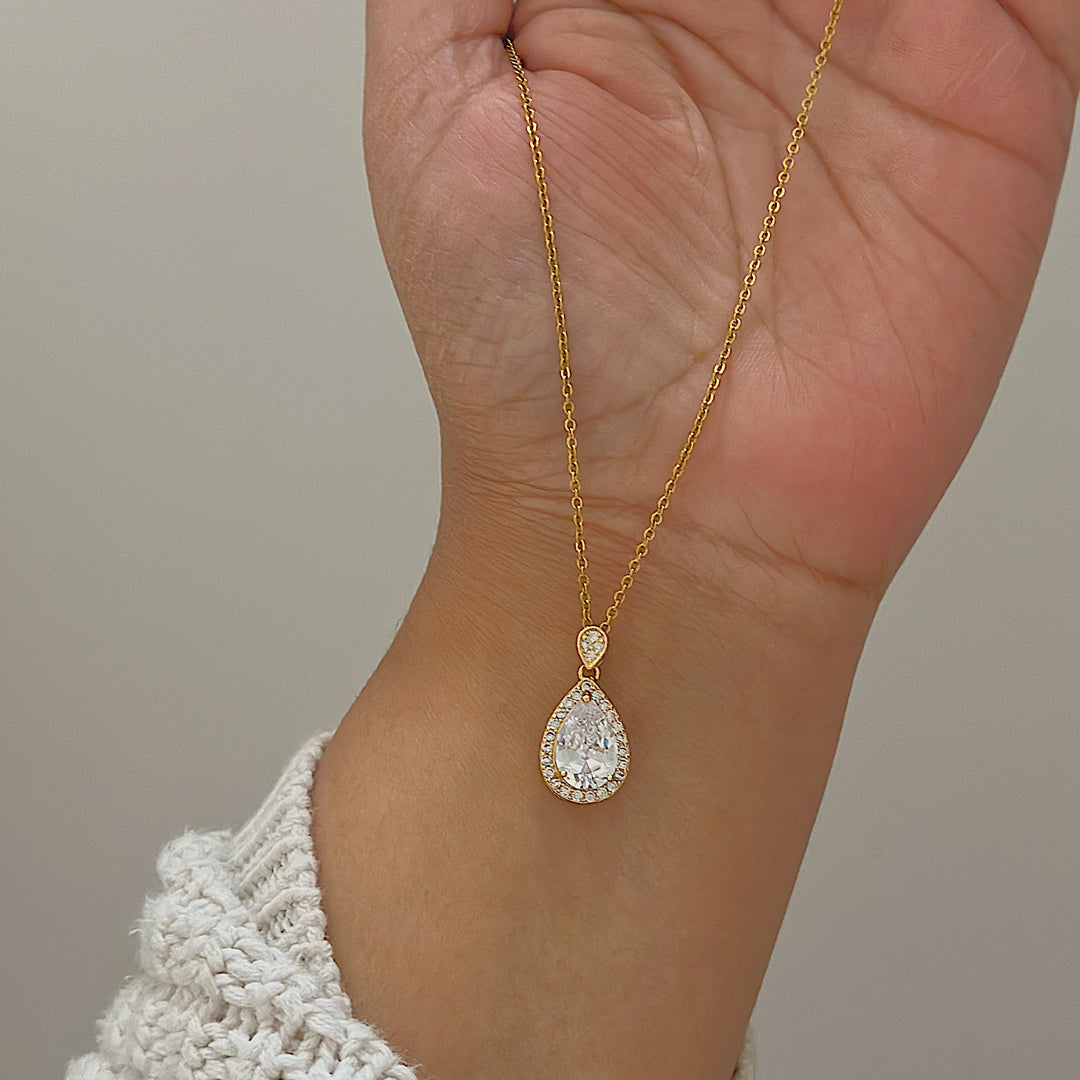 HEIRLOOM. Gold Crystal Teardrop Necklace