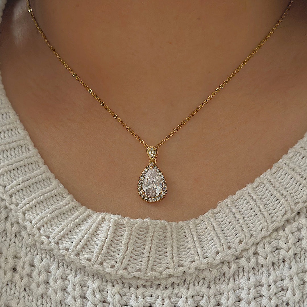 HEIRLOOM. Gold Crystal Teardrop Necklace