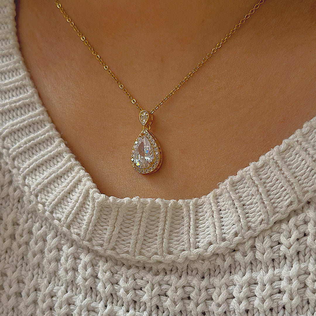 HEIRLOOM. Gold Crystal Teardrop Necklace