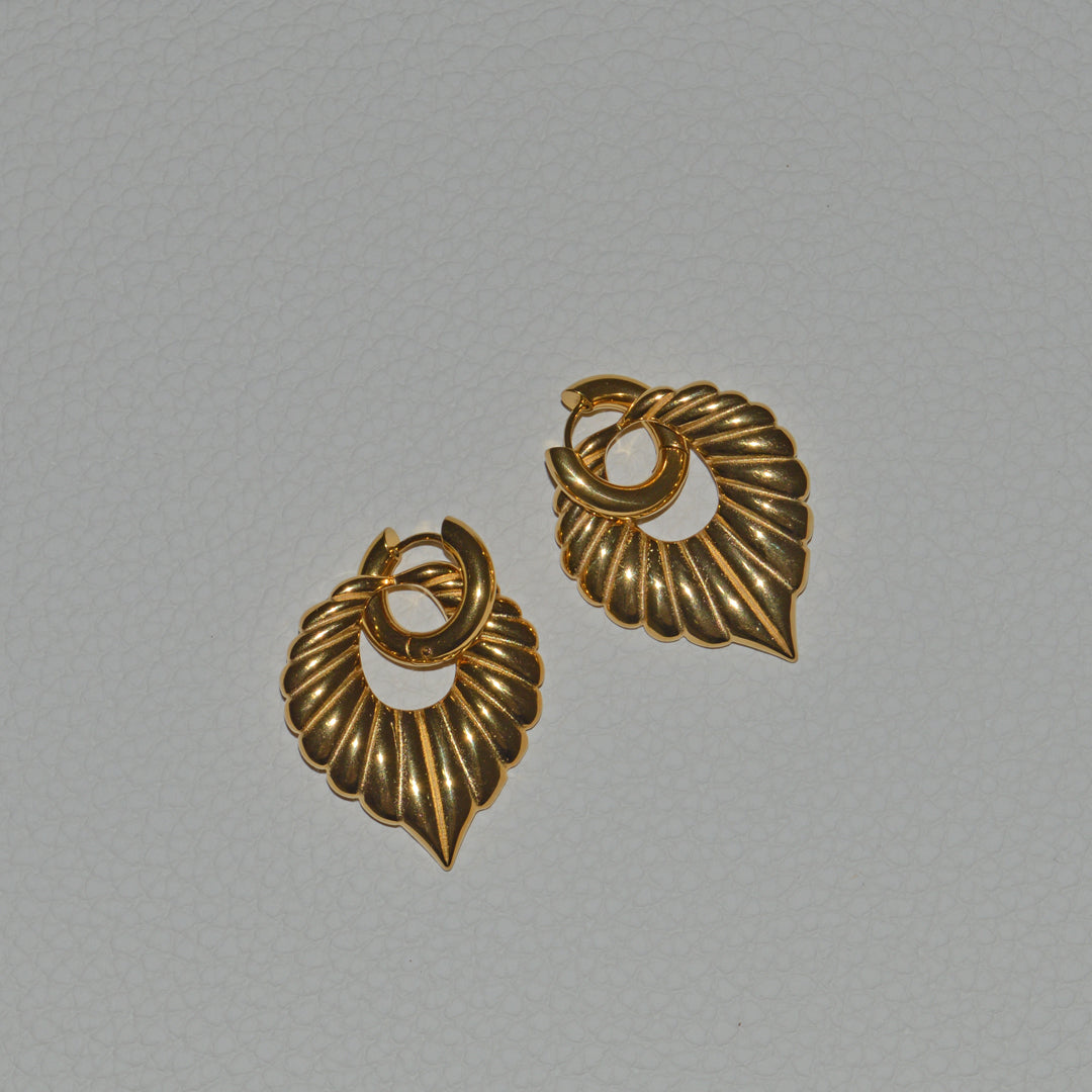 HERITAGE. Gold Leaf Statement Hoop Earrings