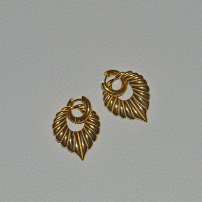 HERITAGE. Gold Leaf Statement Hoop Earrings