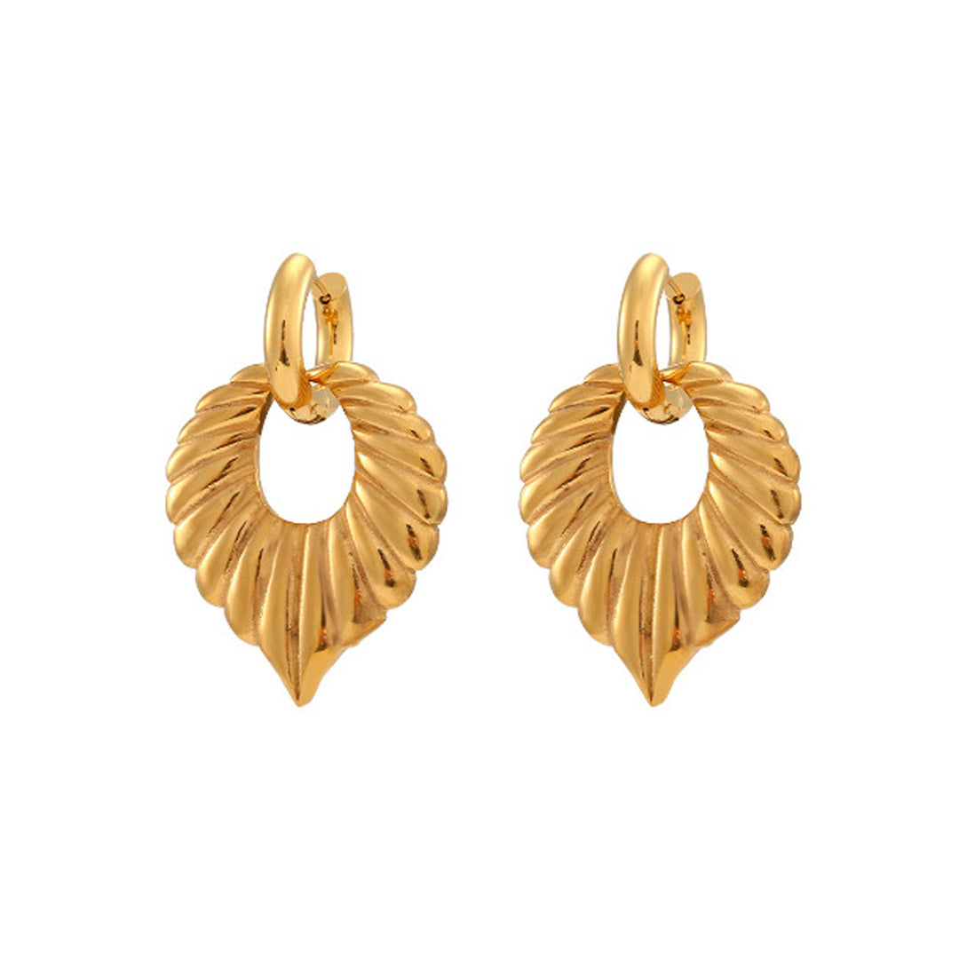 HERITAGE. Gold Leaf Statement Hoop Earrings