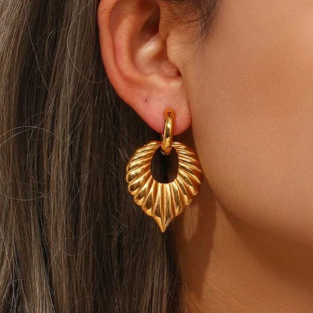 HERITAGE. Gold Leaf Statement Hoop Earrings