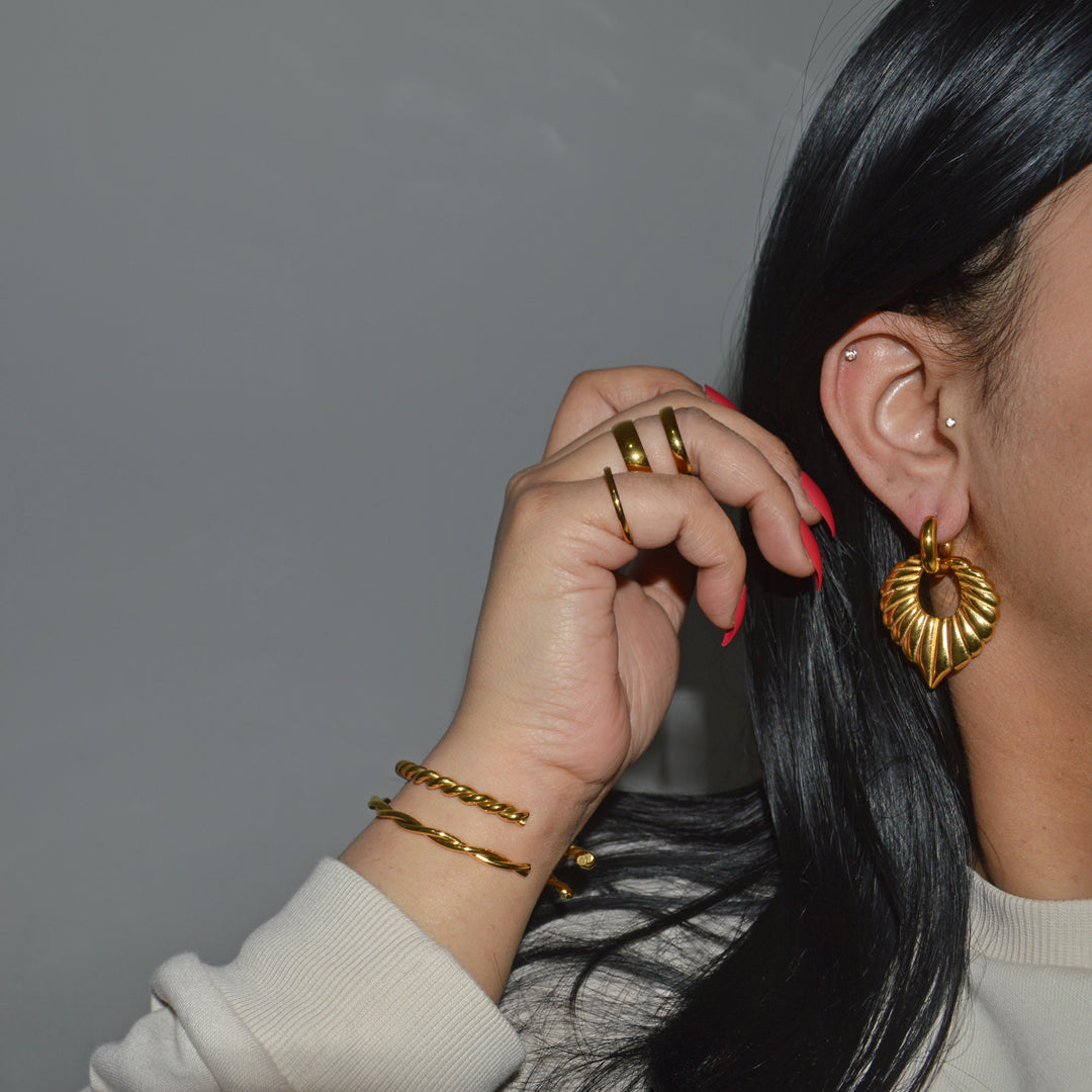 HERITAGE. Gold Leaf Statement Hoop Earrings