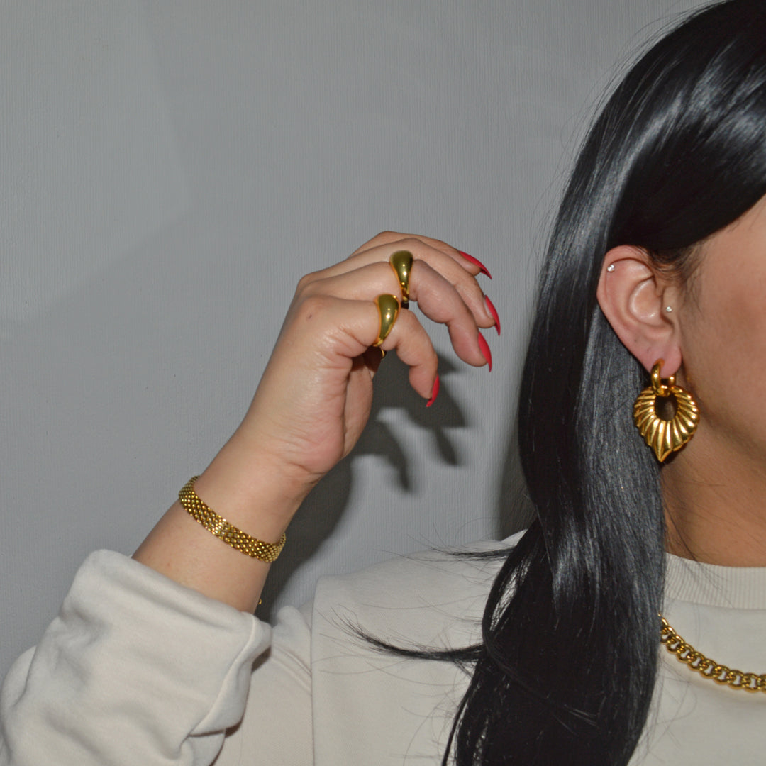 HERITAGE. Gold Leaf Statement Hoop Earrings