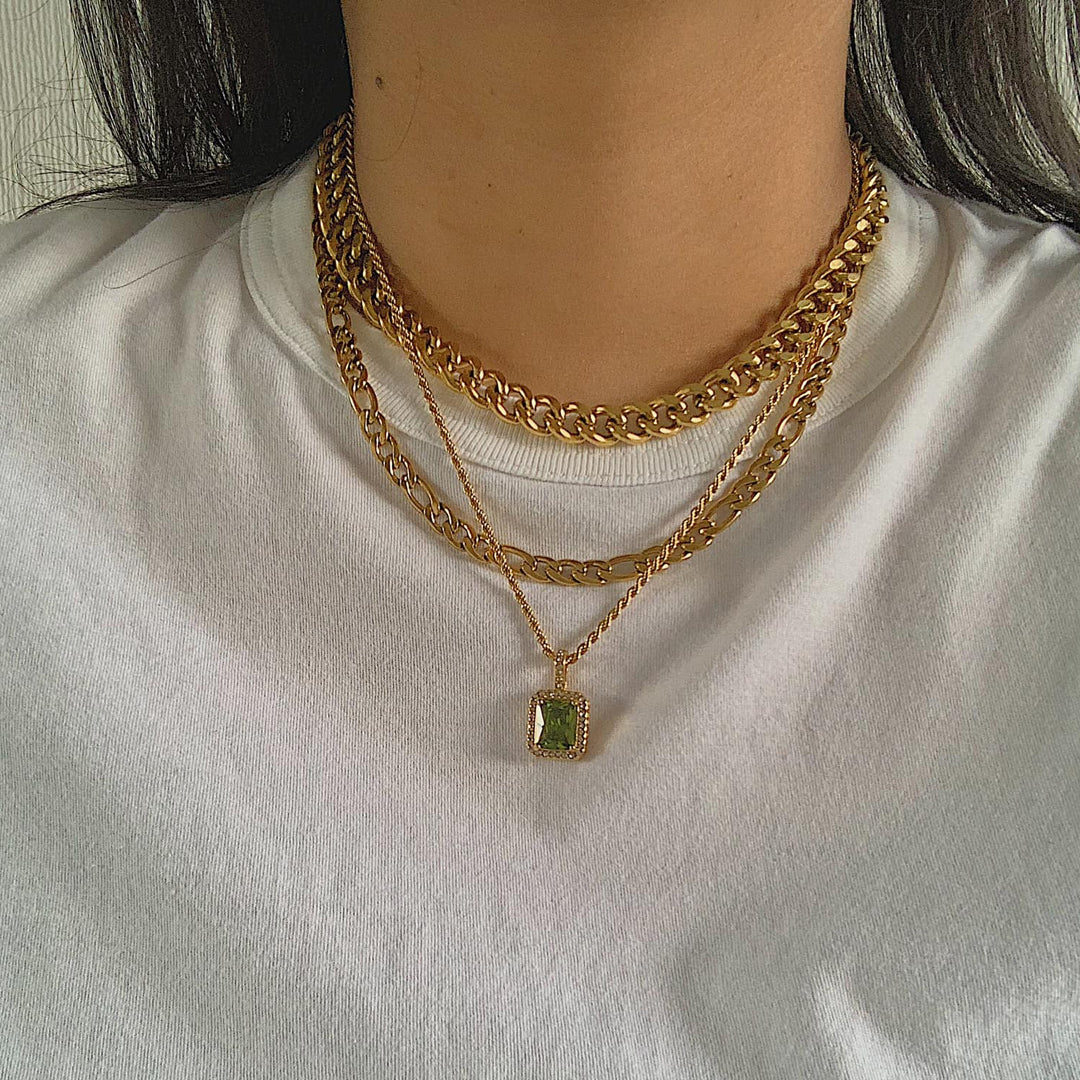HERMES. Olive Green Crystal Necklace