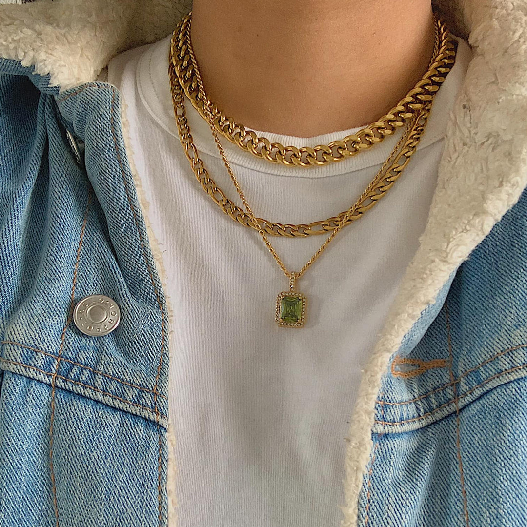 HERMES. Olive Green Crystal Necklace IMPERFECT
