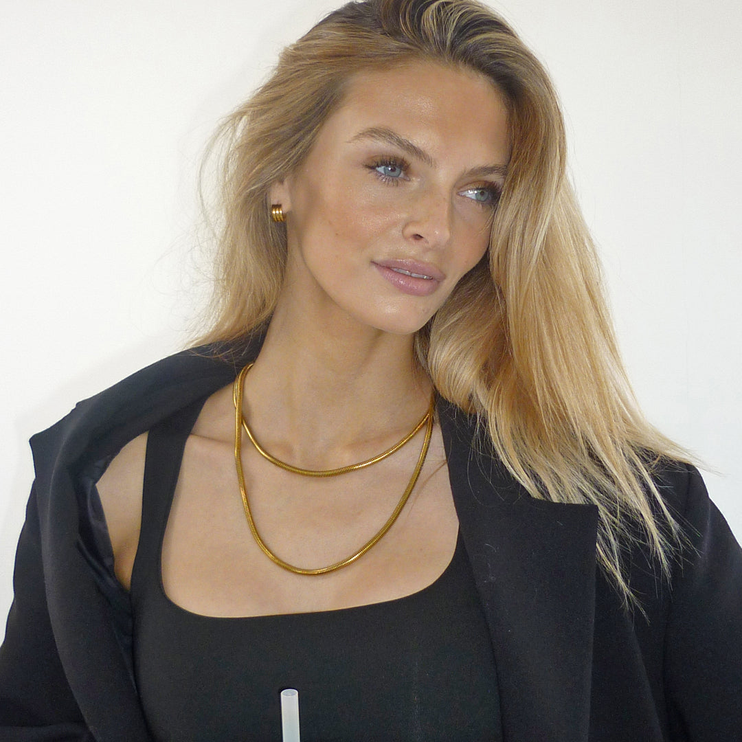 BASELINE. Gold Round Snake Chain Necklace