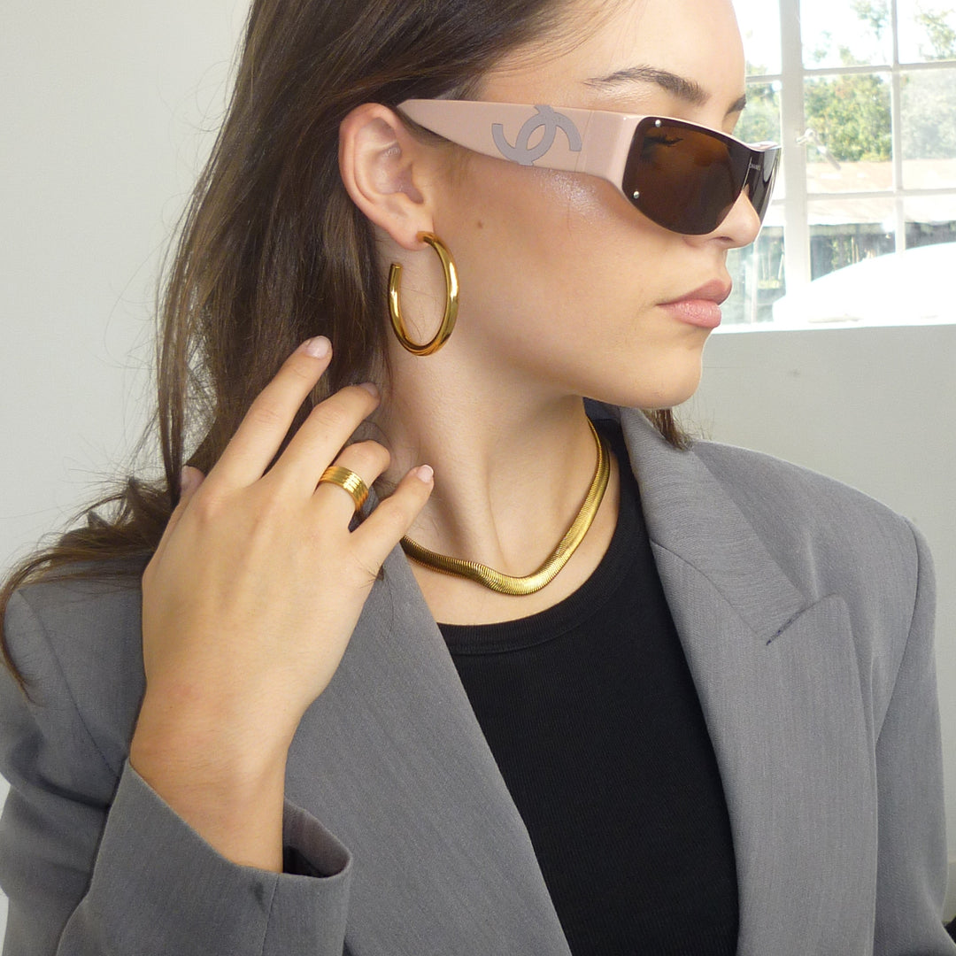 OFF DUTY. Gold Large Classic Hoop Earrings