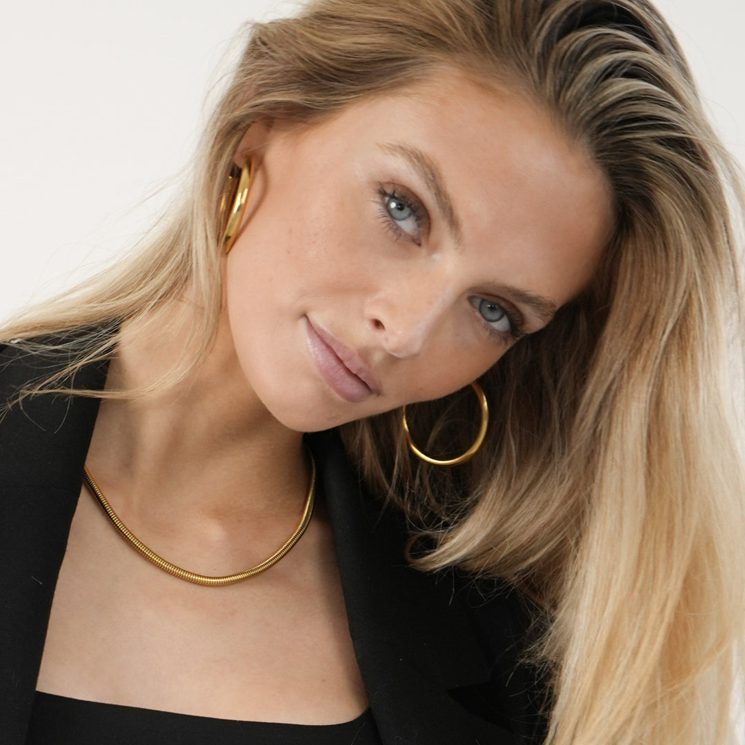 OFF DUTY. Gold Large Classic Hoop Earrings
