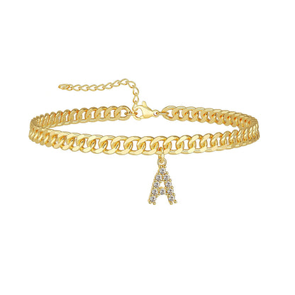 LE PRÉNOM. Crystal Initial Anklet