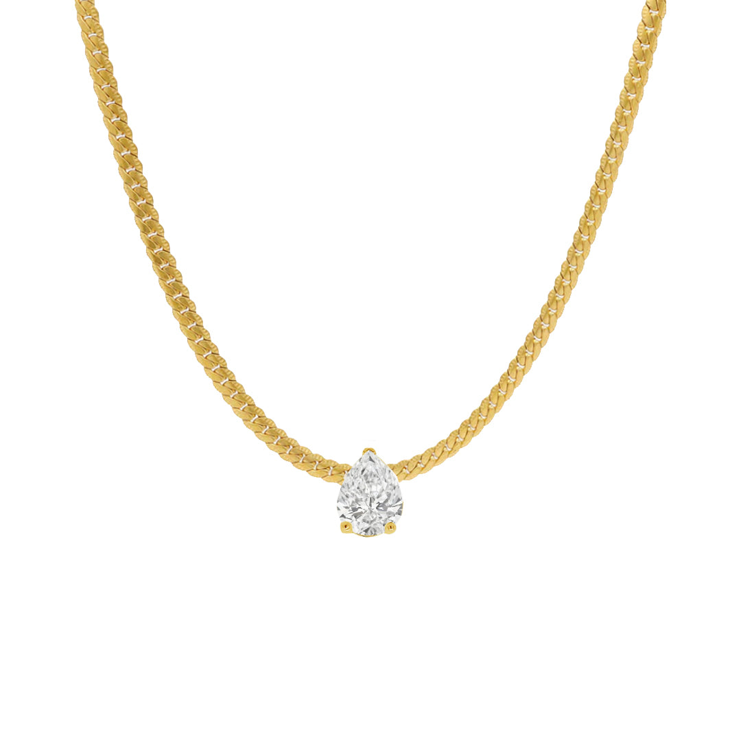 KENSINGTON. Gold Crystal Teardrop Necklace