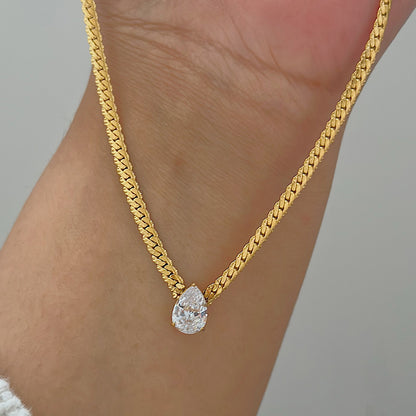 KENSINGTON. Gold Crystal Teardrop Necklace