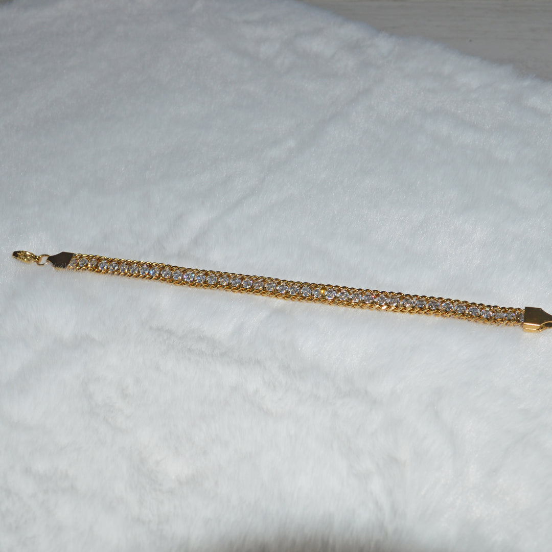 KHALEEJI. Gold Crystal Tennis Bracelet