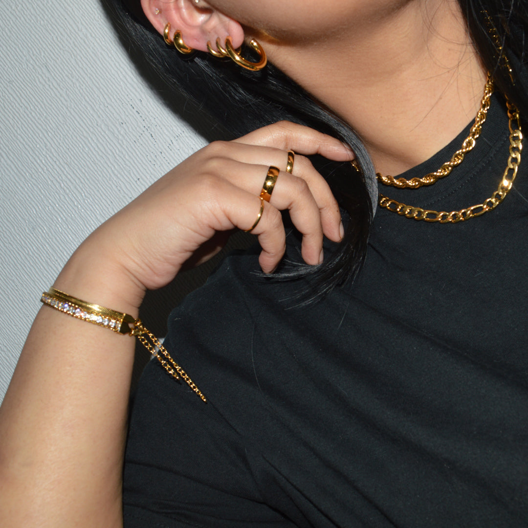 KHALEEJI. Gold Crystal Tennis Bracelet