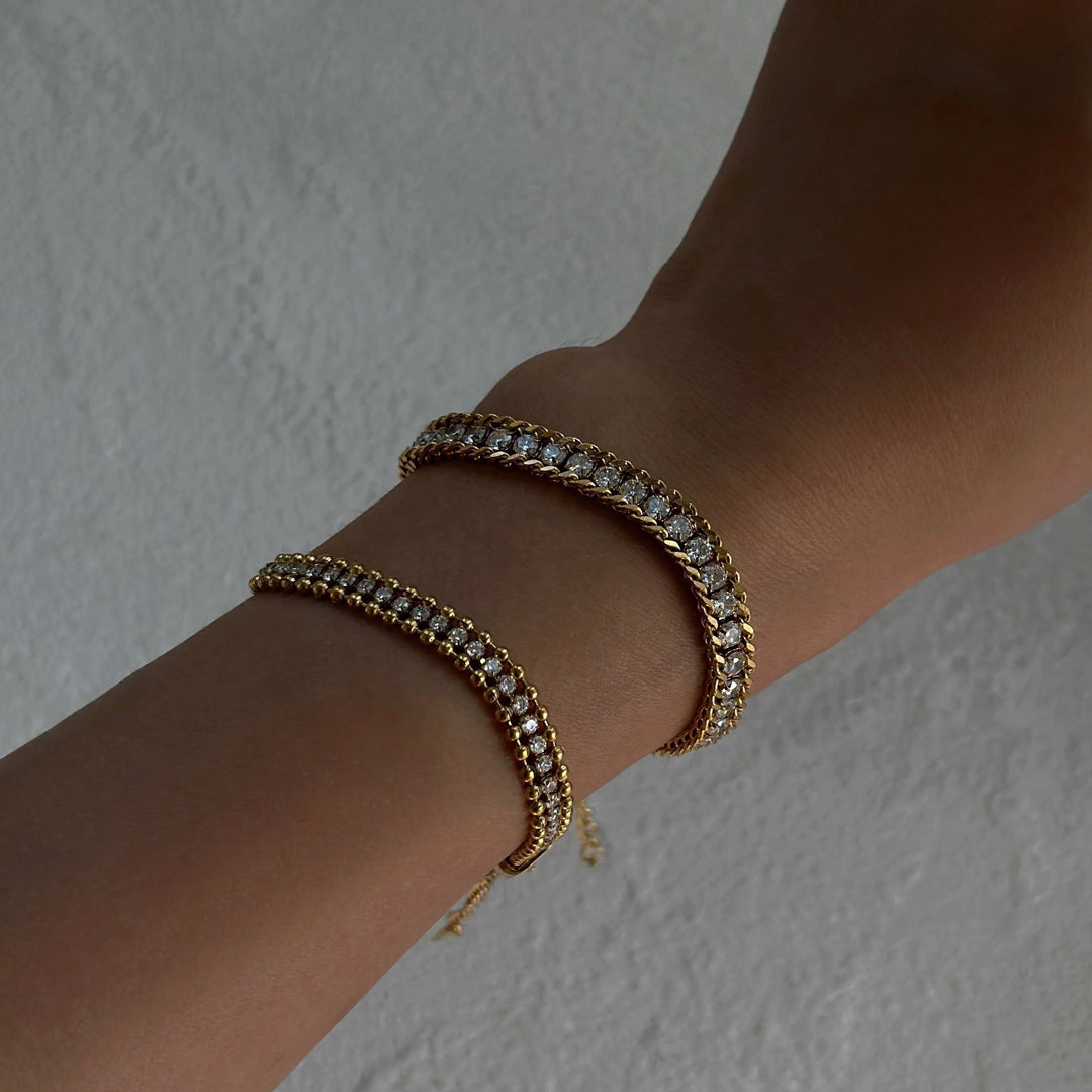 KHALEEJI. Gold Crystal Tennis Bracelet
