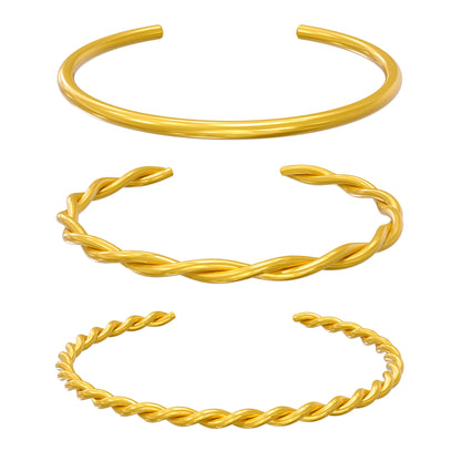 LAURENT. 3 Piece Gold Rope Bangle Set