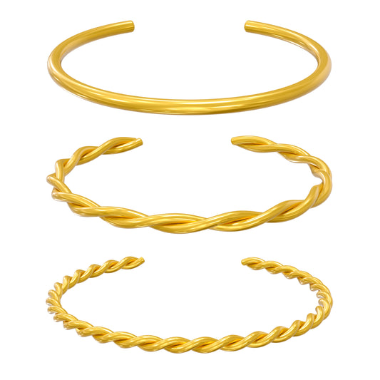 LAURENT. 3 Piece Gold Rope Bangle Set