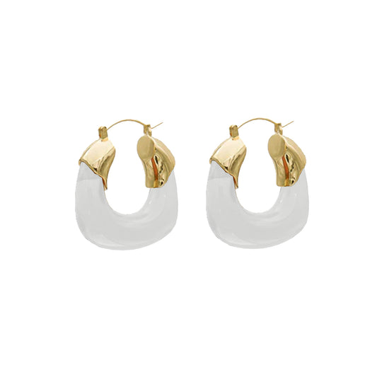 LIXUE. Clear White Statement Earrings